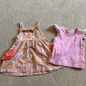 Matilda Jane Floral Pink Sleeveless Dress and Pink Cap Sleeve Shirt